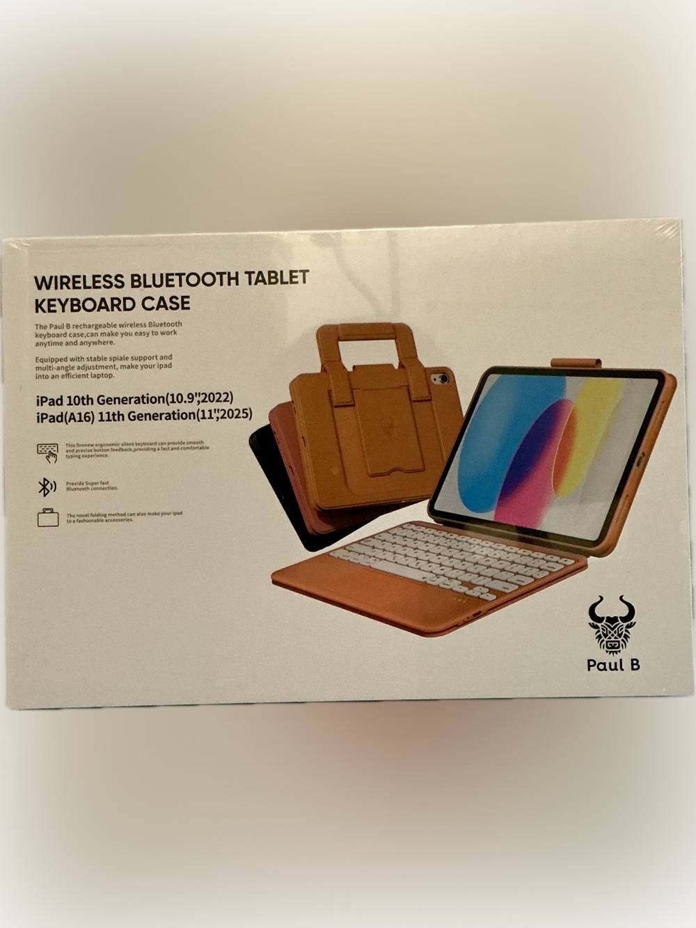 NEW Paul B Wireless Bluetooth Keyboard Case for iPad 10th/11th Gen